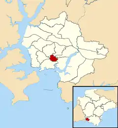 Drake shown within Plymouth and Devon