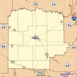 Kossuth is located in Washington County, Indiana