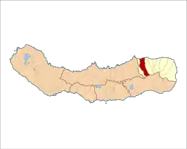 Location of the civil parish of Achandinha, within the municipality of Nordeste