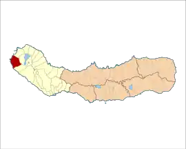 Location of the civil parish of Ginetes in the municipality of Ponta Delgada