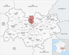 Location within the region Auvergne-Rhône-Alpes