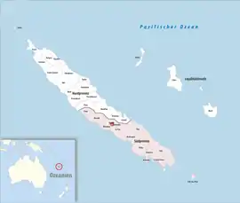 Location of the commune (in red) within New Caledonia