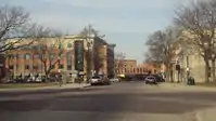 The original location of the Custer statue with MB&T headquarters on the left