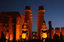 Central corridor and four colossi by night