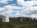 stupas under construction