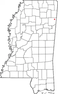 Location of Parham, Mississippi