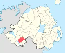 Location of Magherastephana, County Fermanagh, Northern Ireland.