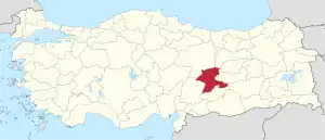 Location of Malatya Province in Turkey