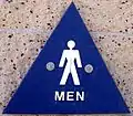 Non-AIGA men's symbol on a legally mandated triangular background in USA