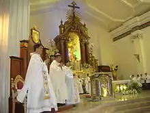 The new cathedra at the side of the sanctuary