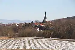 View towards Mamming with the Church of Saint Margaret