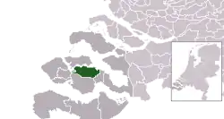 Highlighted position of Goes in a municipal map of Zeeland