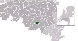 Highlighted position of Waalre in a municipal map of North Brabant