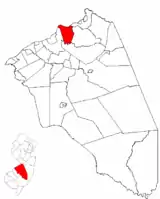 The location of Florence Township in Burlington County, New Jersey (right) and of Burlington County in New Jersey (left)