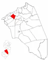 Willingboro Township highlighted in Burlington County. Inset map: Burlington County highlighted in New Jersey.