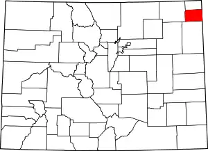 Map of Colorado highlighting Phillips County