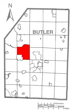Map of Butler County, Pennsylvania highlighting Franklin Township