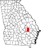Map of Georgia highlighting Toombs County