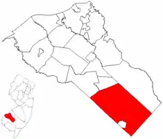 Franklin Township highlighted in Gloucester County Inset map: Gloucester County highlighted in New Jersey.