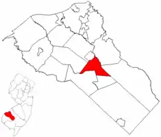 Glassboro highlighted in Gloucester County Inset map: Gloucester County highlighted in New Jersey.
