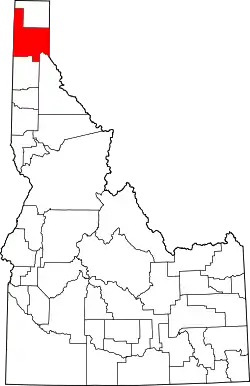 Map of Idaho highlighting Bonner County