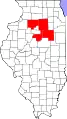 Map of the 11th Congressional district from 1895 to 1903. It included Bureau, LaSalle, Livingston and Woodford counties.