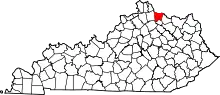 Map of Kentucky highlighting Bracken County