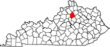 Map of Kentucky highlighting Scott County