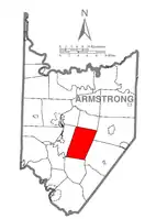Map of Armstrong County, Pennsylvania highlighting Kittanning Township