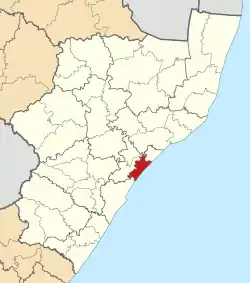 Location of KwaDukuza Local Municipality within KwaZulu-Natal