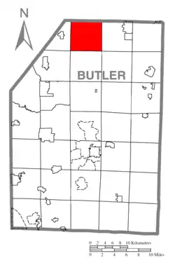 Map of Butler County, Pennsylvania highlighting Marion Township