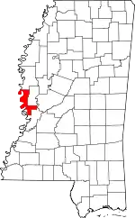 Map of Mississippi highlighting Issaquena County