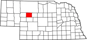 Map of Nebraska highlighting Hooker County