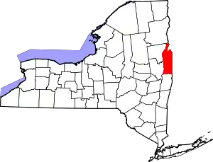 Map of New York highlighting Washington County