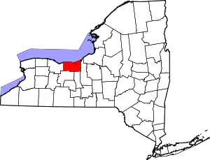 Map of New York highlighting Wayne County