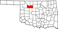 Map of Oklahoma highlighting Major County