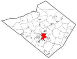 Location of Reading in Berks County, Pennsylvania