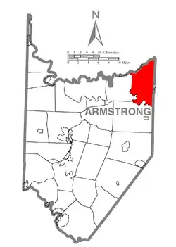 Map of Armstrong County, Pennsylvania highlighting Redbank Township