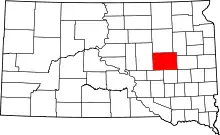 Map of South Dakota highlighting Beadle County