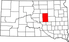 Map of South Dakota highlighting Hand County