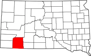 Map of South Dakota highlighting Oglala Lakota County