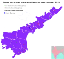 Map of Sugar industries in Andhra Pradesh