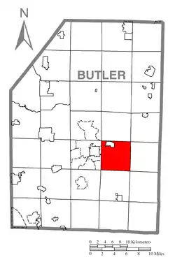 Map of Butler County, Pennsylvania highlighting Summit Township