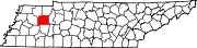 Map of Tennessee highlighting Carroll County