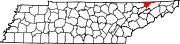 Map of Tennessee highlighting Hancock County