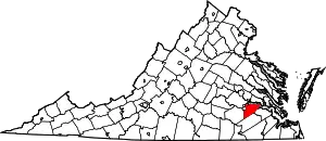 Map of Virginia highlighting Prince George County