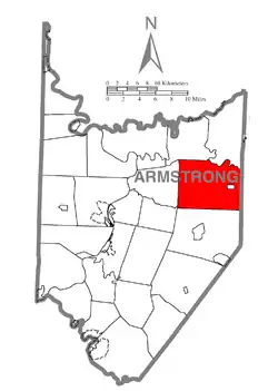Map of Armstrong County, Pennsylvania highlighting Wayne Township