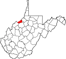 Map of West Virginia highlighting Pleasants County