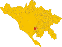 location of Marino in the Metropolitan City of Rome