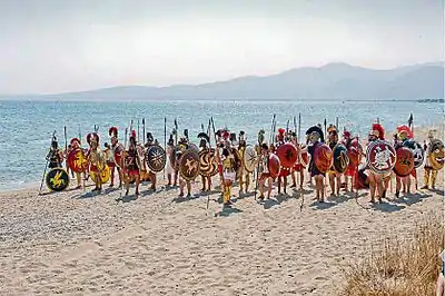 Reenactors at a 2011 reenactment of the Battle of Marathon, which occurred in 490 BC.